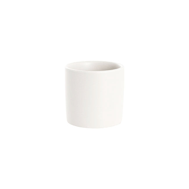 Ceramic Cylinder Pot Mini Satin Matte White (8x7cmH)