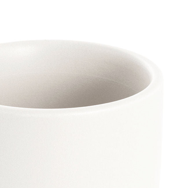 Ceramic Cylinder Pot Mini Satin Matte White (8x7cmH)