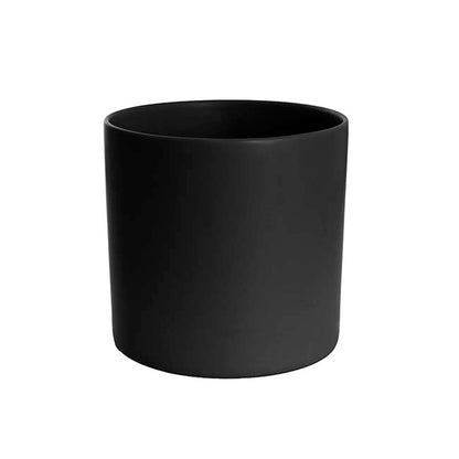 Ceramic Cylinder Pot Satin Matte Black (25Dx24cmH)