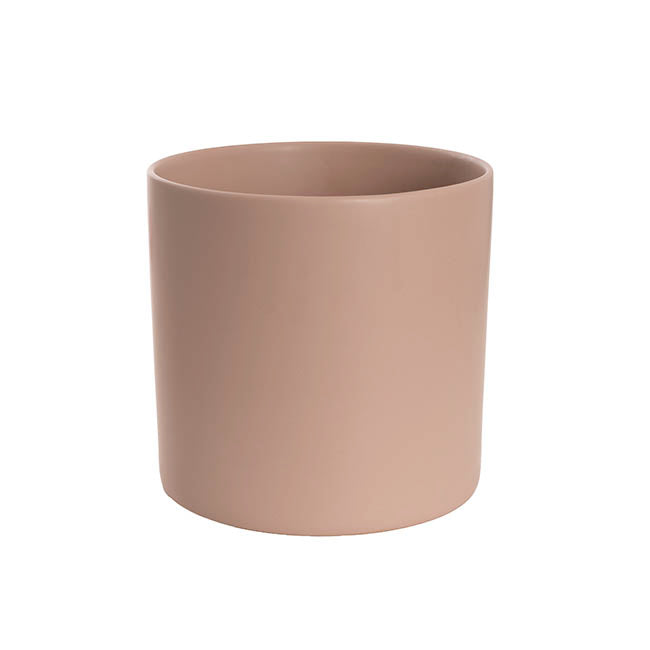 Ceramic Cylinder Pot Satin Matte Nude (25Dx24cmH)