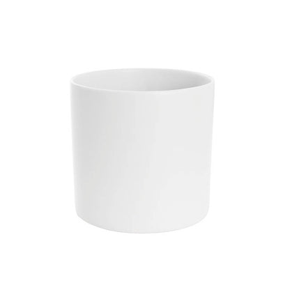 Ceramic Cylinder Pot Satin Matte White (25Dx24cmH)