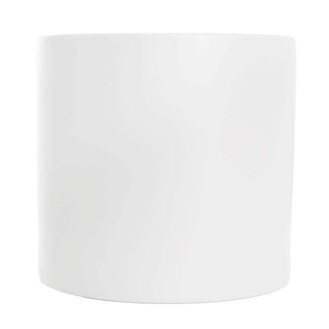 Ceramic Cylinder Pot Satin Matte White (25Dx24cmH)