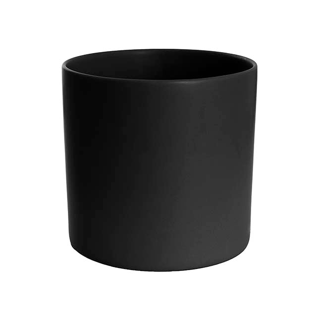 Ceramic Cylinder Pot Satin Matte Black (30x30cmH)