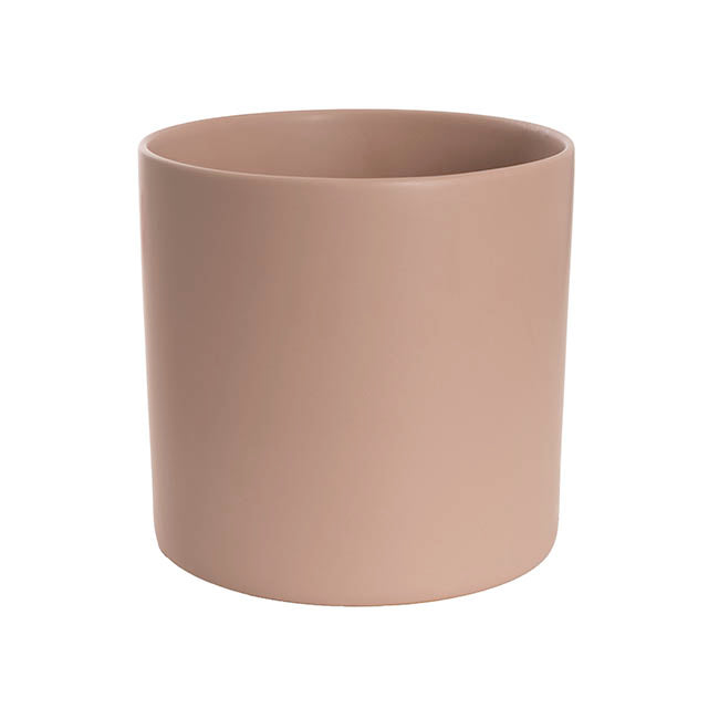 Ceramic Cylinder Pot Satin Matte Nude (30x30cmH)