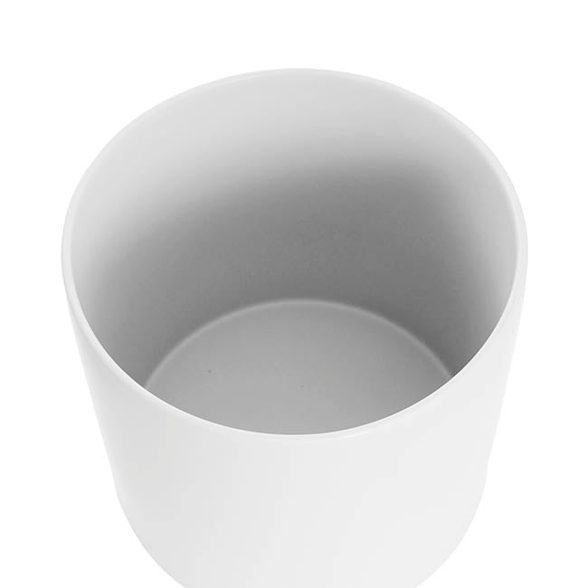 Ceramic Cylinder Pot Satin Matte White (30x30cmH)