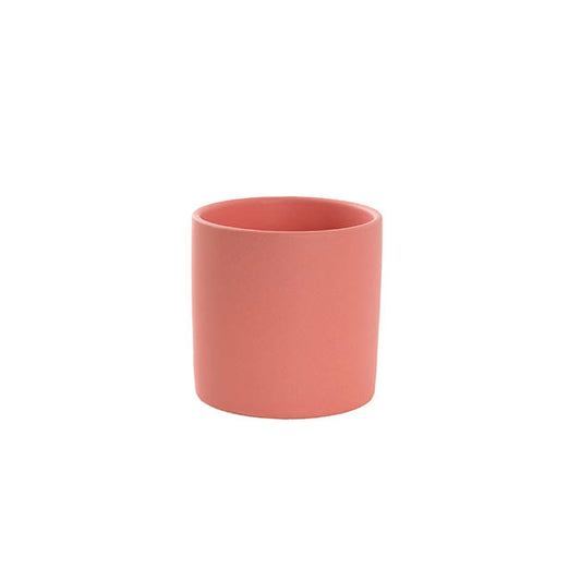 Ceramic Cylinder Pot Satin Matte Pink Coral (8x8cmH)