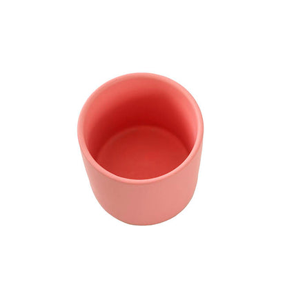 Ceramic Cylinder Pot Satin Matte Pink Coral (8x8cmH)