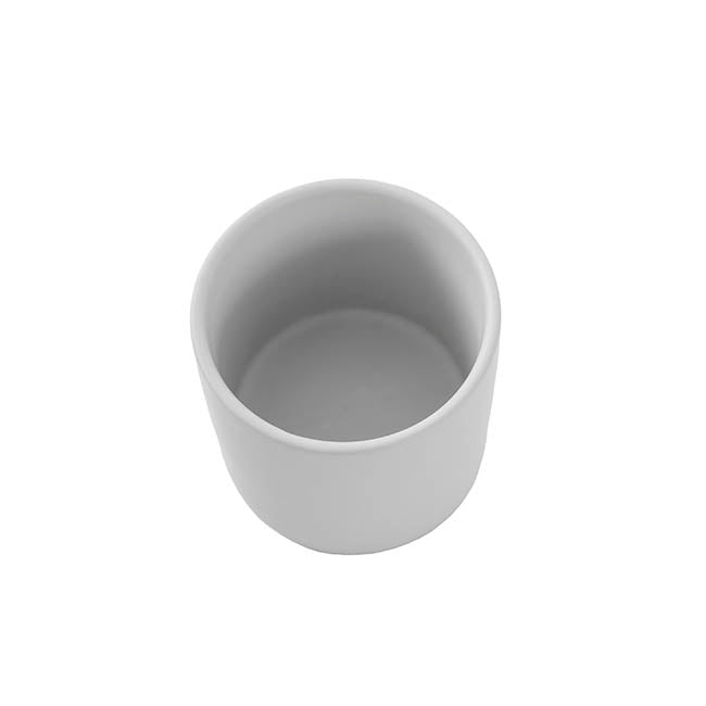 Ceramic Cylinder Pot Satin Matte Light Grey (8x8cmH)