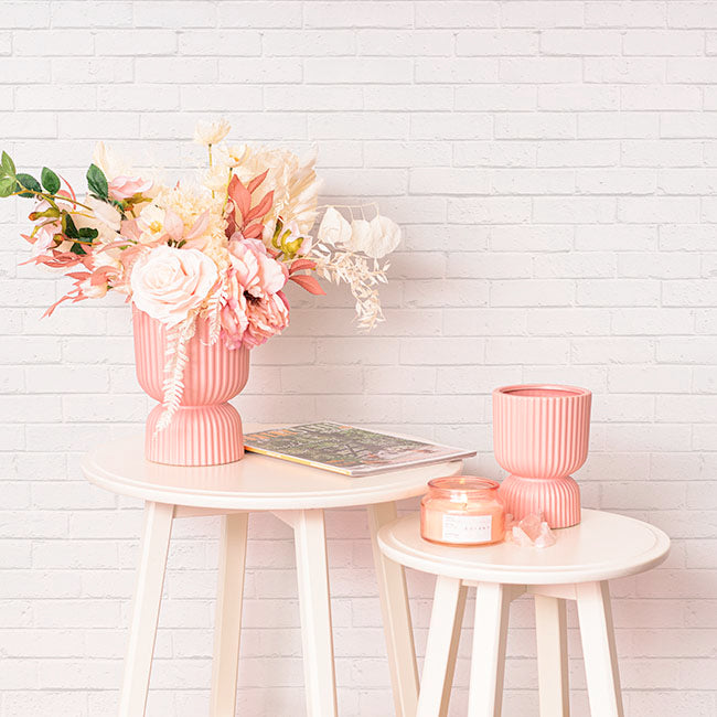 Ceramic Cyprus Egg Cup Vase Matte Light Pink (15Dx20cmH)