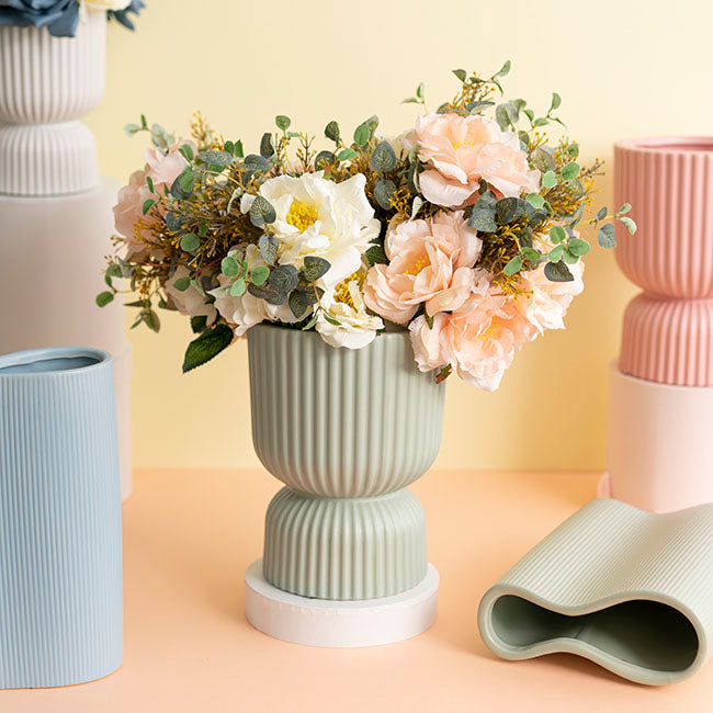 Ceramic Cyprus Egg Cup Vase Matte Sage (15Dx20cmH)