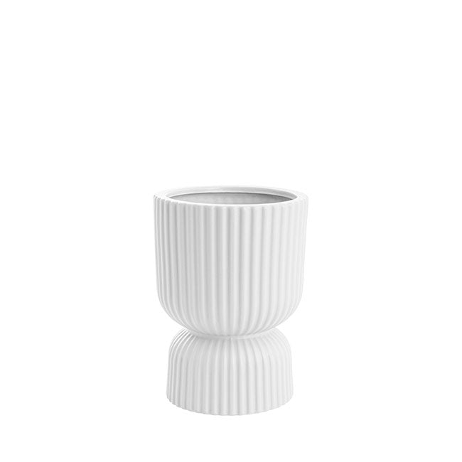 Ceramic Cyprus Egg Cup Vase Matte White (12Dx16cmH)