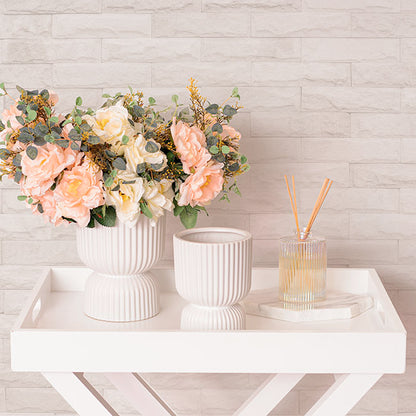 Ceramic Cyprus Egg Cup Vase Matte White (12Dx16cmH)