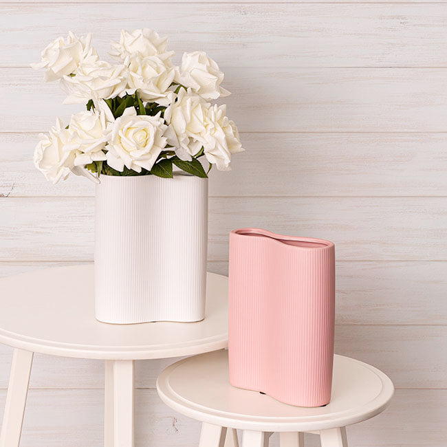 Ceramic Cyprus Muse Vase Matte Light Pink (17x7x23cmH)