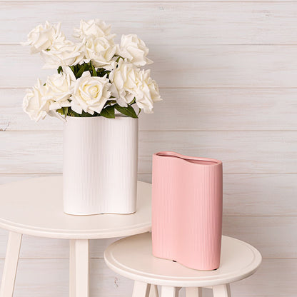 Ceramic Cyprus Muse Vase Matte Light Pink (17x7x23cmH)