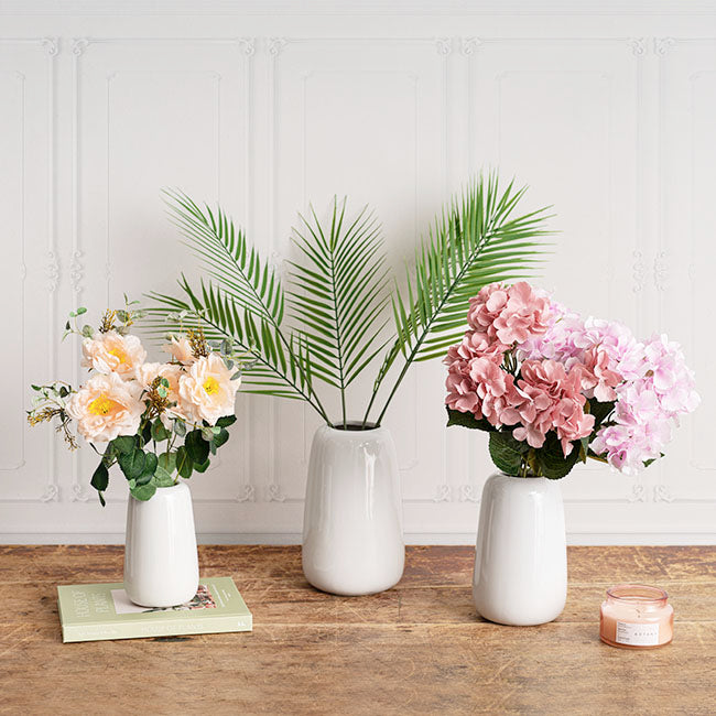 Ceramic Cone Vases Glossy White (11Dx18cmH)