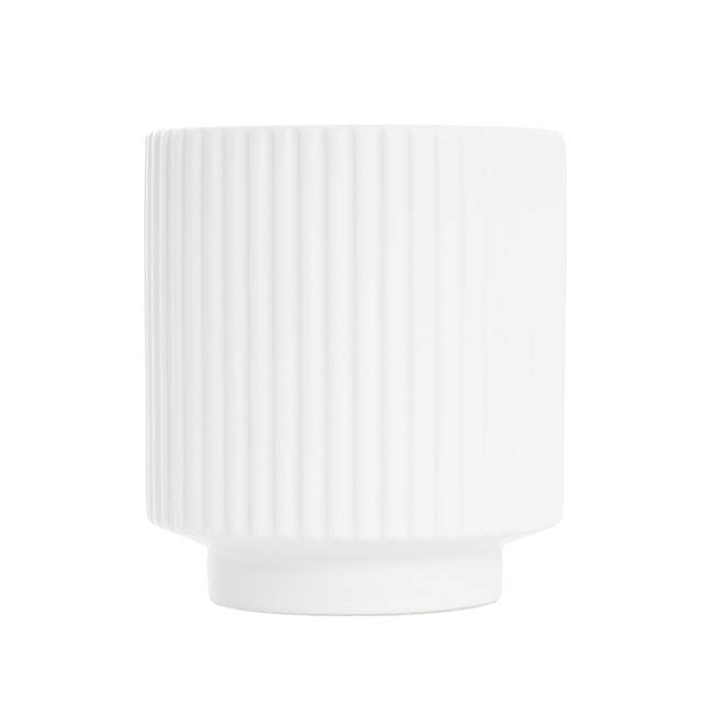 Ceramic Mykonos Muse Vase Matte White (14x14x14cmH)