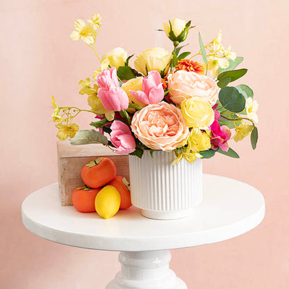 Ceramic Mykonos Muse Vase Matte White (14x14x14cmH)