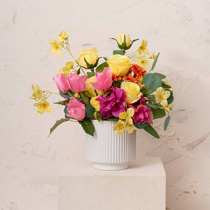 Ceramic Mykonos Muse Vase Matte White (14x14x14cmH)