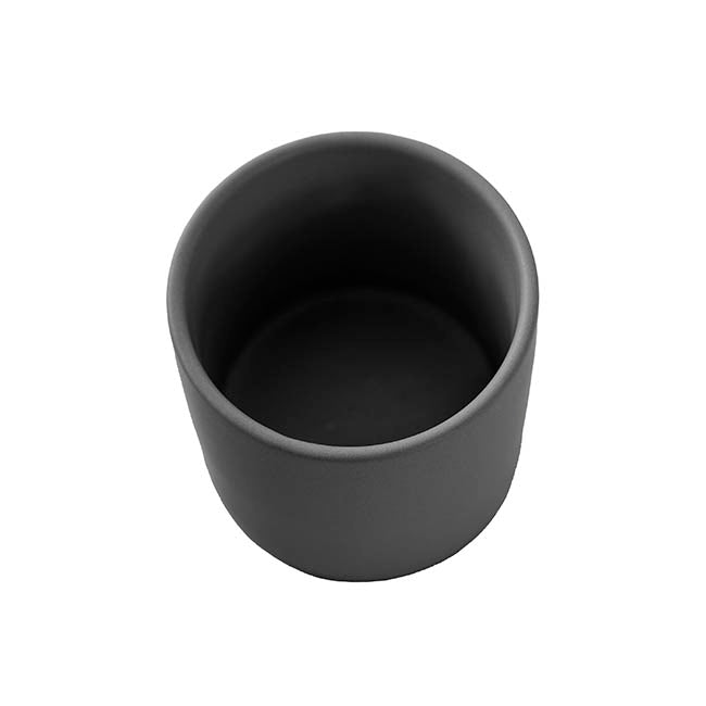 Ceramic Cylinder Pot Satin Matte Black (15.5x15cmH)