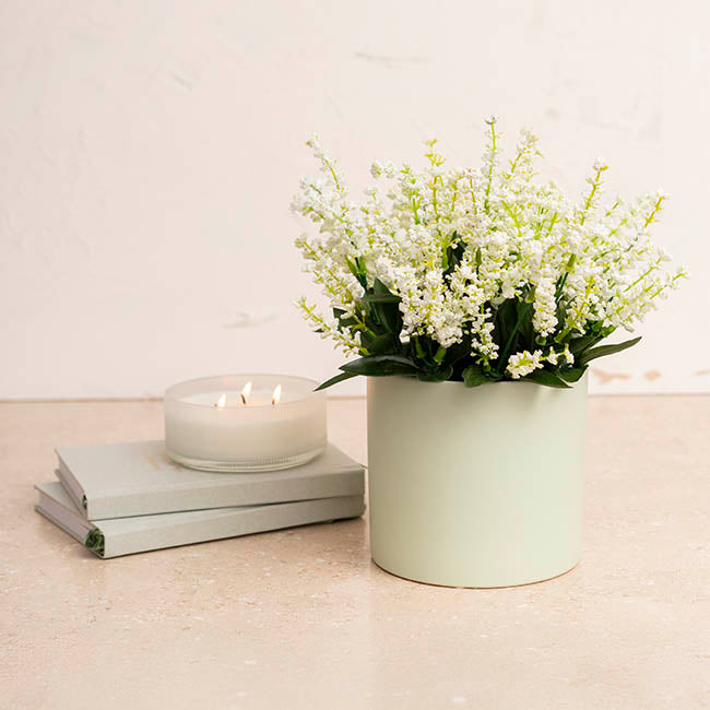Ceramic Cylinder Pot Satin Matte Sage (15.5x15cmH)