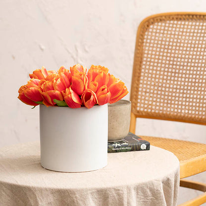 Ceramic Cylinder Pot Satin Matte White (15.5x15cmH)