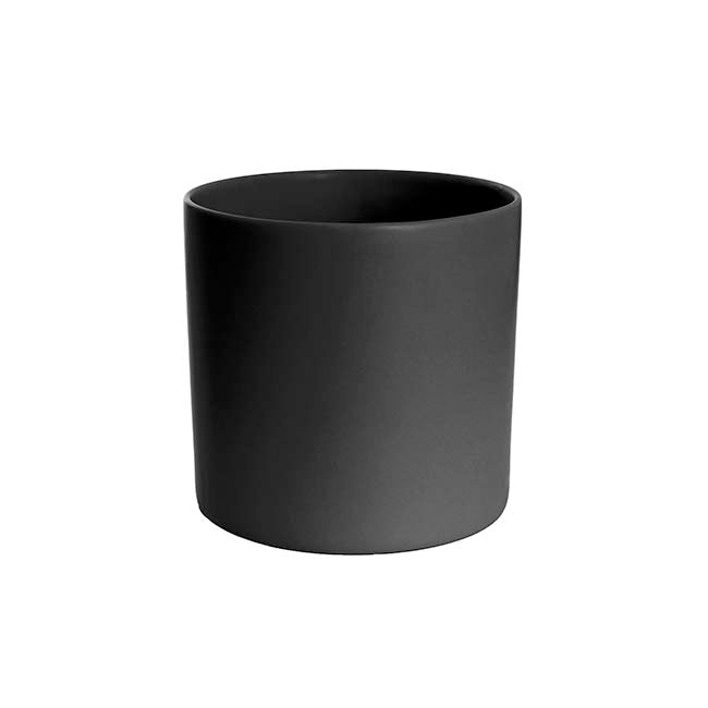 Ceramic Cylinder Dan Plant Pot Matte Black (20x20cmH)