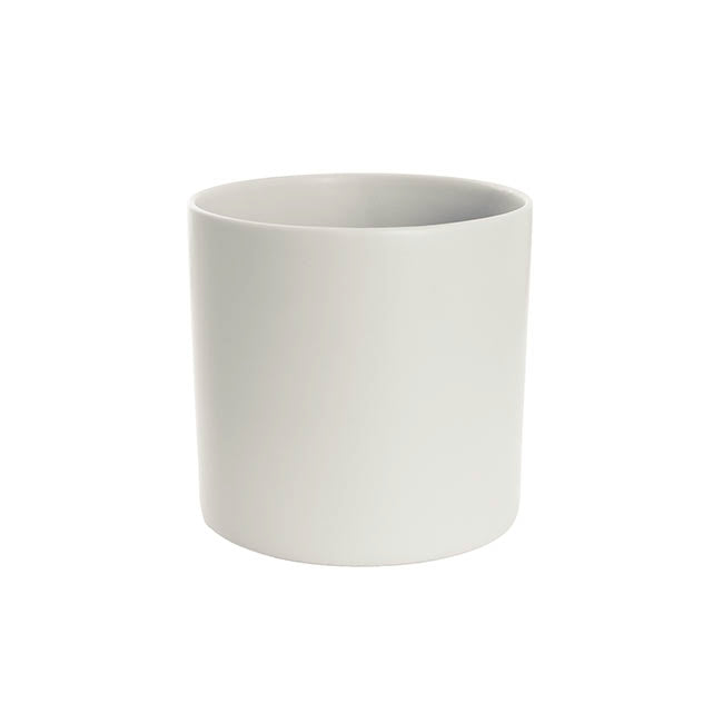Ceramic Cylinder Dan Plant Pot Matte Light Grey (20x20cmH)