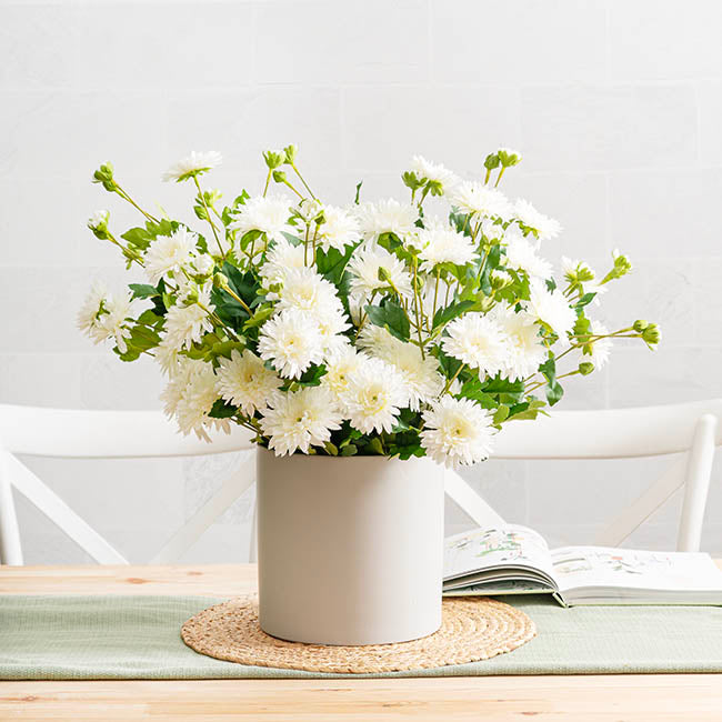 Ceramic Cylinder Dan Plant Pot Matte Light Grey (20x20cmH)