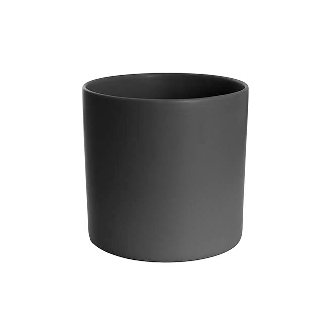 Ceramic Cylinder Dan Plant Pot Matte Black (22x22cmH)