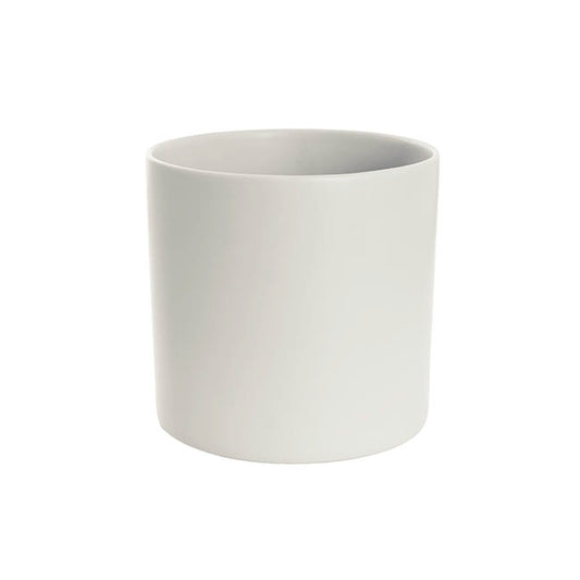 Ceramic Cylinder Dan Plant Pot Matte Light Grey (22x22cmH)