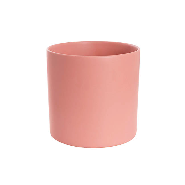 Ceramic Cylinder Dan Plant Pot Matte Soft Pink (22x22cmH)
