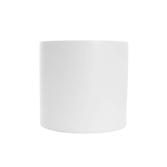 Ceramic Cylinder Dan Plant Pot Matte White (22x22cmH)