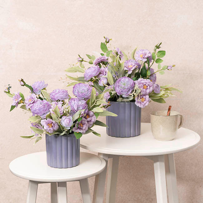 Ceramic Cylinder Lily Pot Matte Lilac (12Dx12cmH)