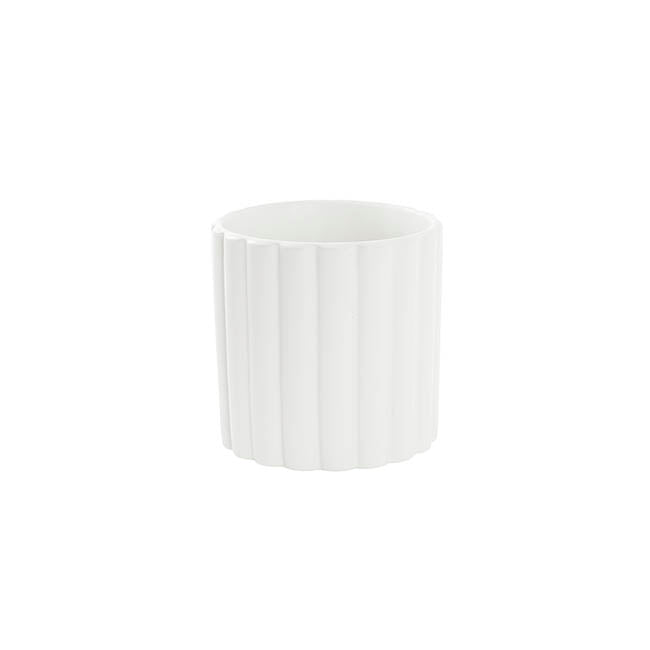 Ceramic Cylinder Lily Pot Matte White (12Dx12cmH)