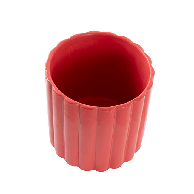 Ceramic Cylinder Lily Pot Matte Dark Red (14Dx14cmH)