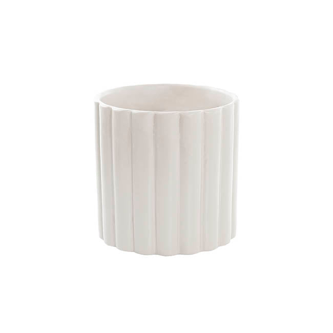 Ceramic Cylinder Lily Pot Matte White (14Dx14cmH)