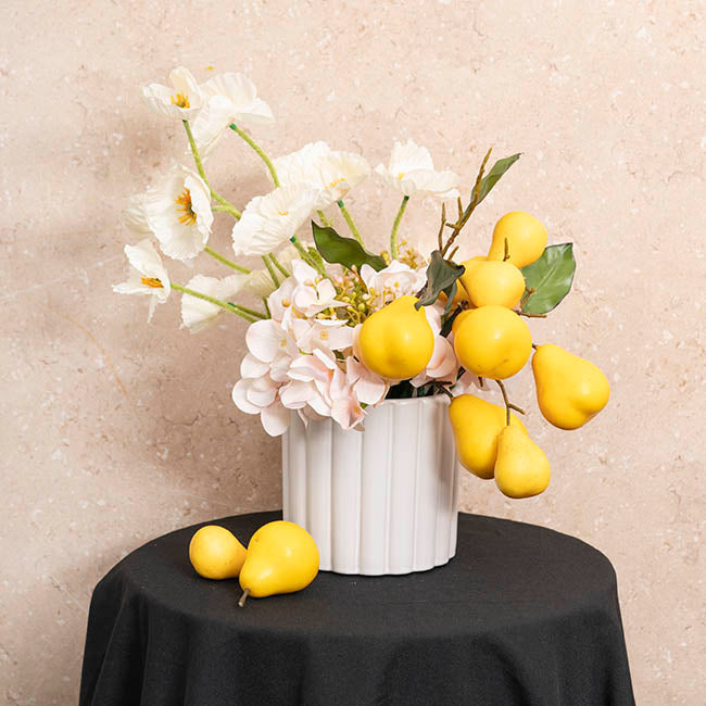 Ceramic Cylinder Lily Pot Matte White (14Dx14cmH)