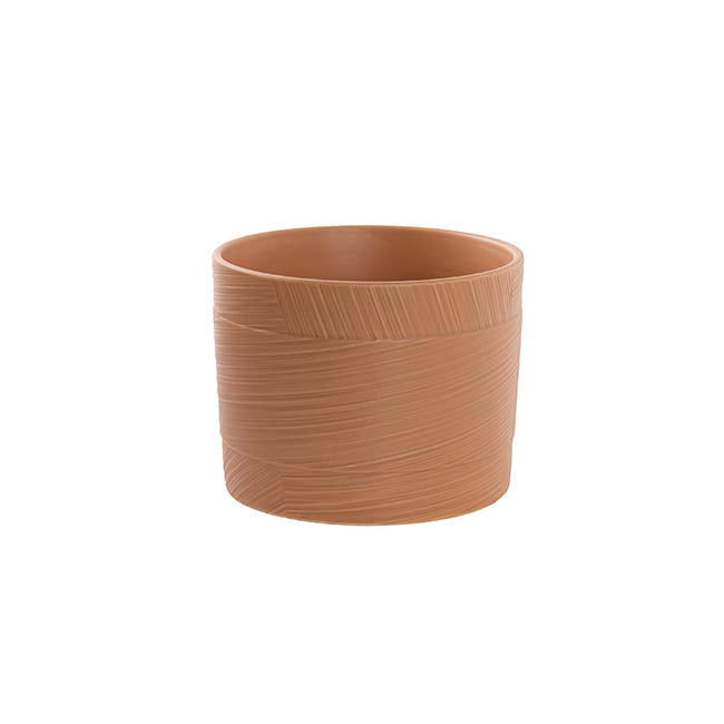 Ceramic Cylinder Jade Pot Matte Hazelnut (16.5Dx12.7cmH)