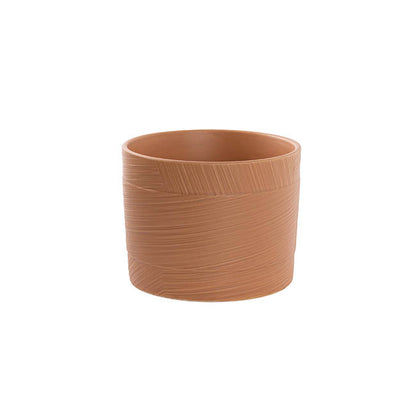 Ceramic Cylinder Jade Pot Matte Hazelnut (16.5Dx12.7cmH)