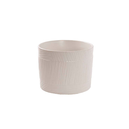 Ceramic Cylinder Jade Pot Matte White (16.5Dx12.7cmH)