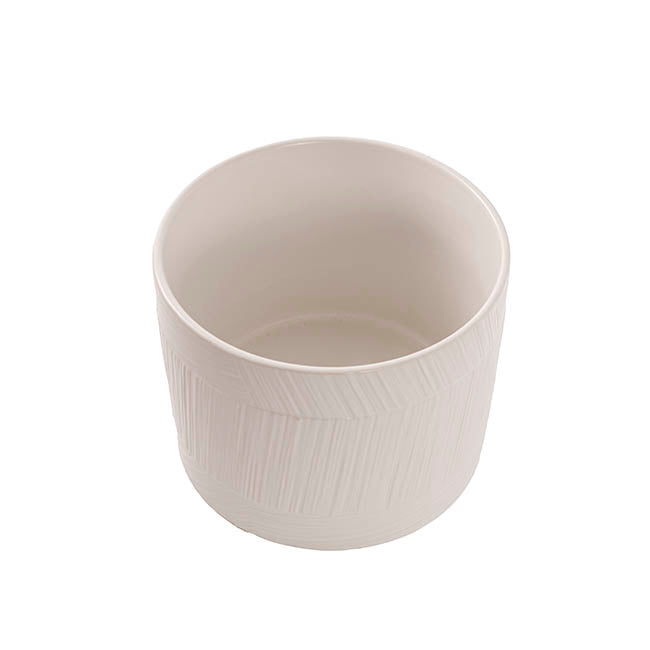 Ceramic Cylinder Jade Pot Matte White (16.5Dx12.7cmH)