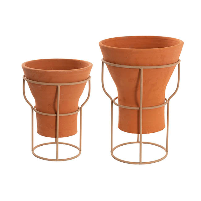 Ceramic Celia Pot With Metal Stand (24x33cmH)