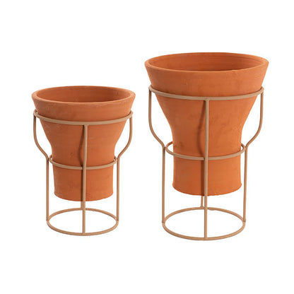 Ceramic Celia Pot With Metal Stand (24x33cmH)