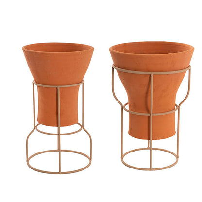 Ceramic Celia Pot With Metal Stand (24x33cmH)