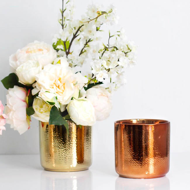 Ceramic Metallic Cylinder Pot Brass Gold (15.5x15cmH)
