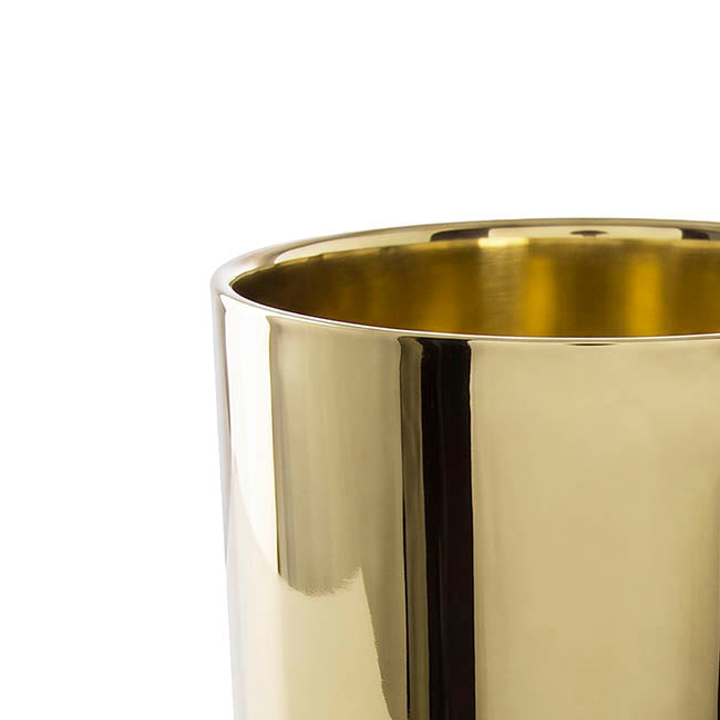Ceramic Metallic Cylinder Pot Brass Gold (15.5x15cmH)