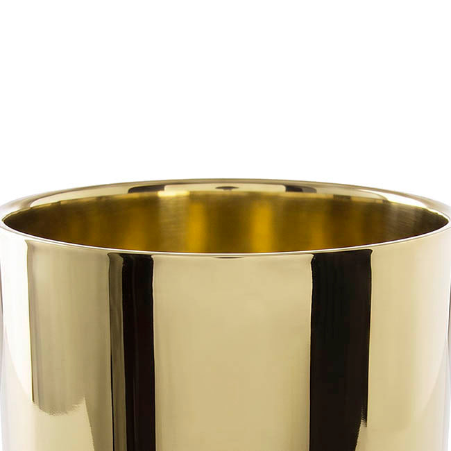 Ceramic Metallic Cylinder Pot Brass Gold (15.5x15cmH)