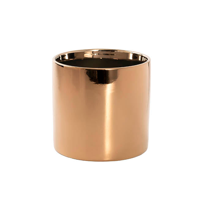 Ceramic Metallic Cylinder Pot Rose Gold (15.5x15cmH)
