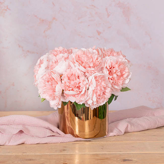Ceramic Metallic Cylinder Pot Rose Gold (15.5x15cmH)