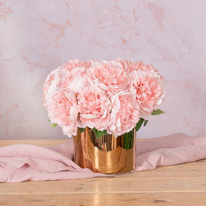 Ceramic Metallic Cylinder Pot Rose Gold (15.5x15cmH)